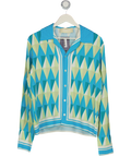Sangiev Turquoise Blue Diamond Print Shirt UK S