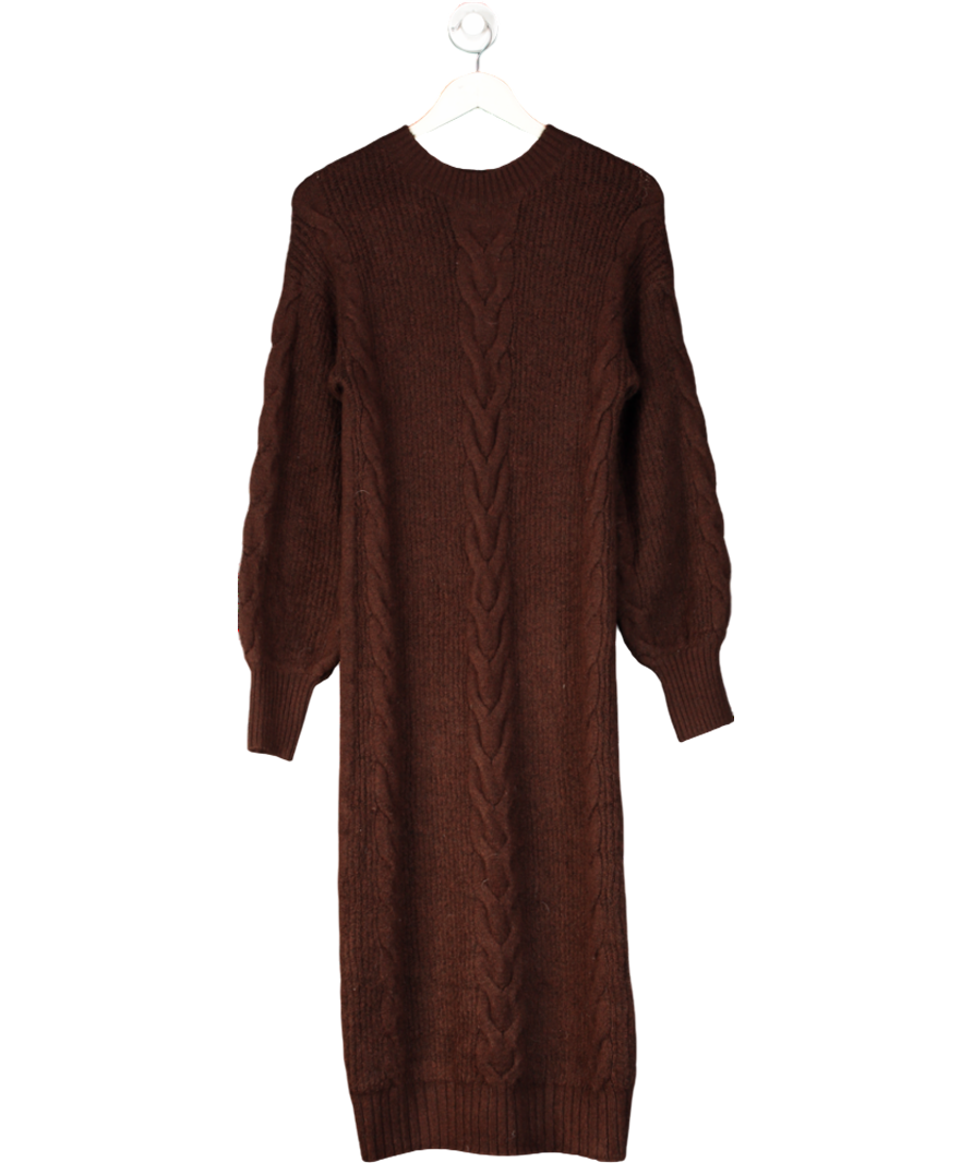 River Island Brown Plait Jumper Midi Dress UK XS