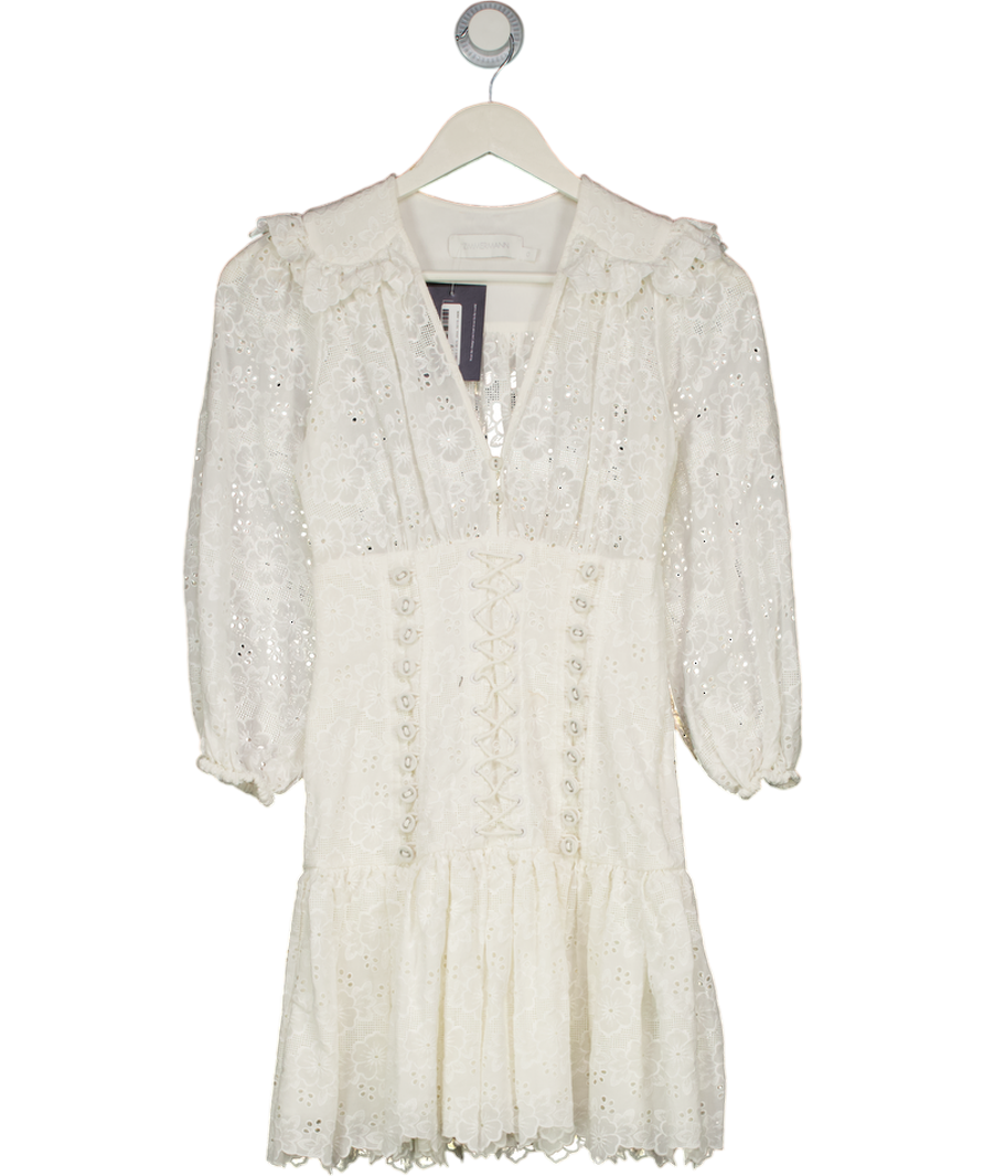Zimmermann White Honour Corset Lace Dress Sz0 UK 6