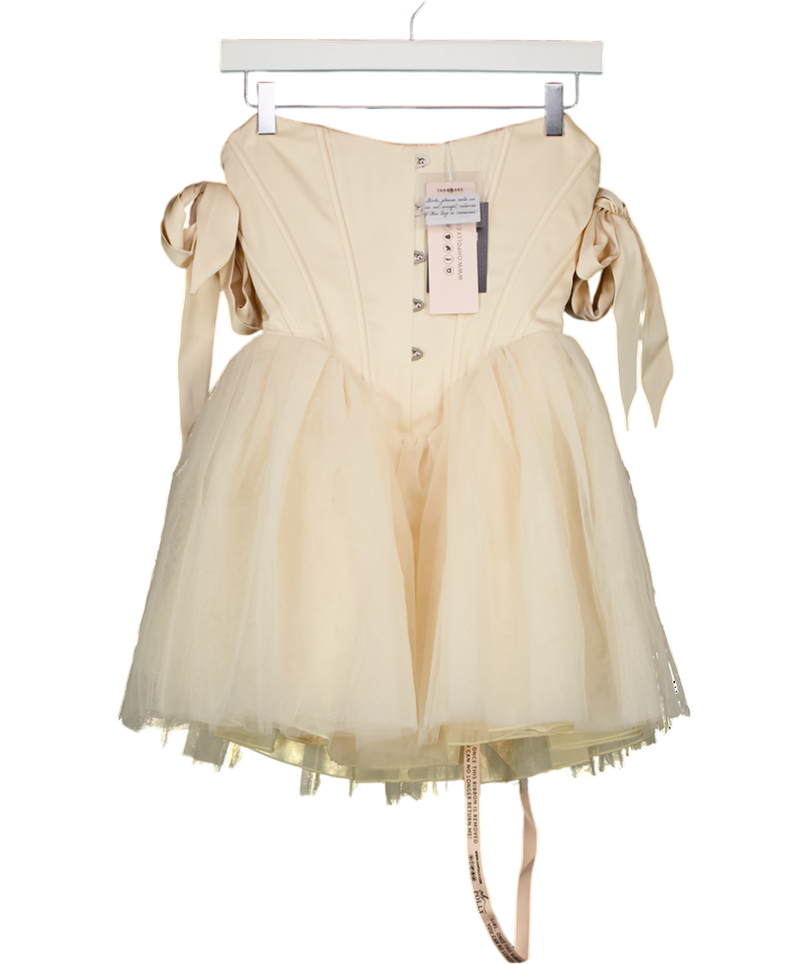 OH POLLY Cream Corset Detail Tulle Skirt Mini Dress UK 6