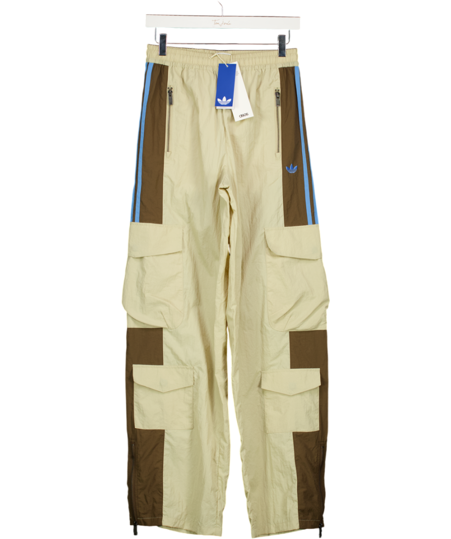 ADIDAS Beige / Blue Original Three Stripe Track Pants UK S