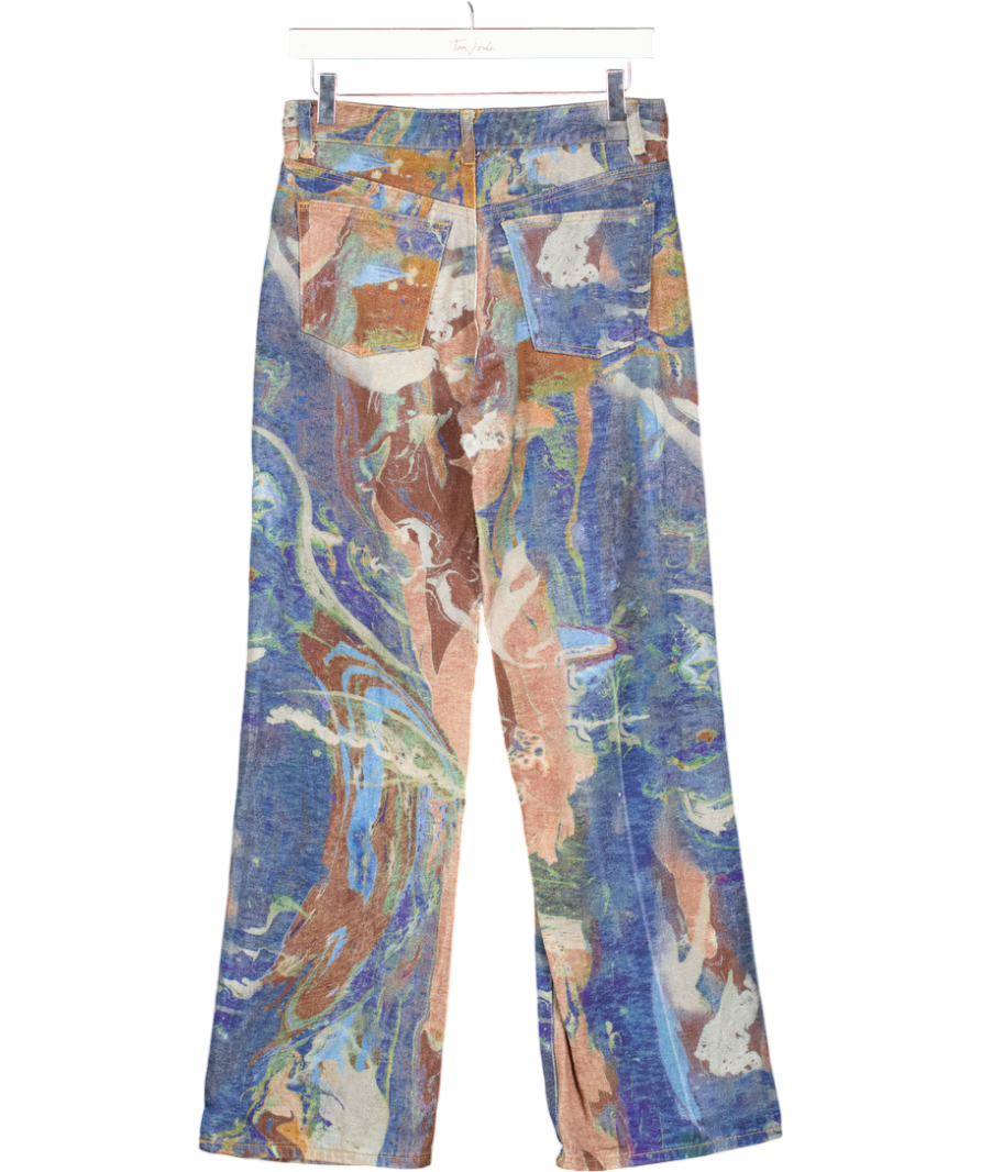 Jaded London Multicoloured Mix Marble Print Slouchy Boyfriend Jeans UK 28