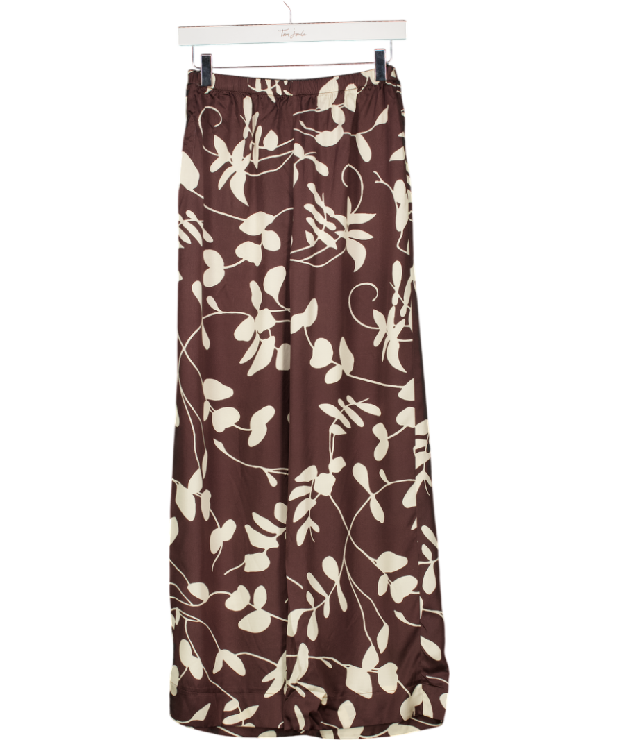 FAITHFULL THE BRAND Brown Chambien Floral-print Crepe Pants UK XS