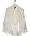 MASSIMO DUTTI White / Cream Bib Front Shirt UK M
