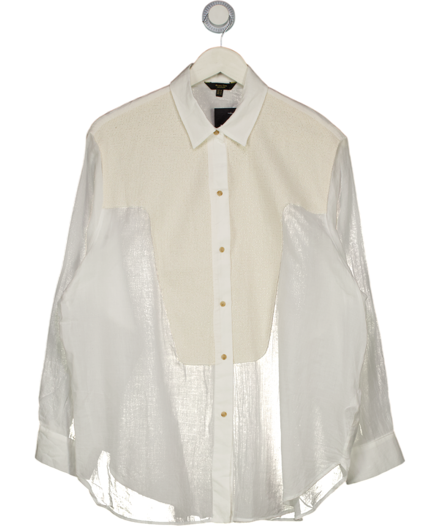MASSIMO DUTTI White / Cream Bib Front Shirt UK M