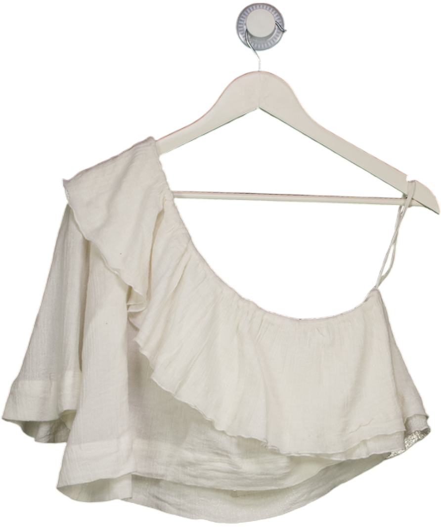 Apiece Apart White One-shoulder Ruffle Top UK 8