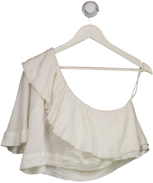 Apiece Apart White One-shoulder Ruffle Top UK 8
