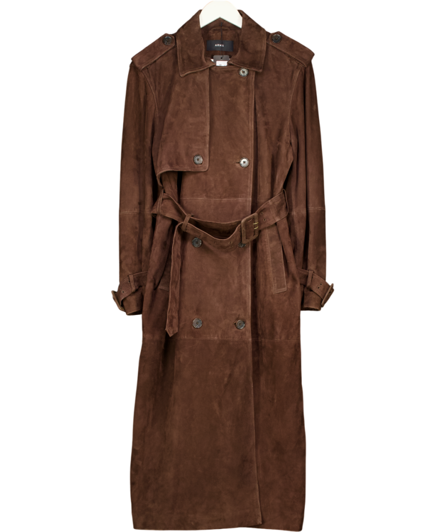 ARMA Brown Real Suede Trench Coat UK 8