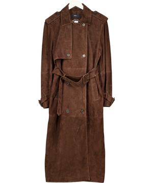 ARMA Brown Real Suede Trench Coat UK 8