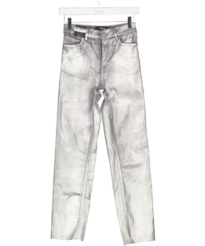 Own. Metallic Silver Straight Leg Jeans W26