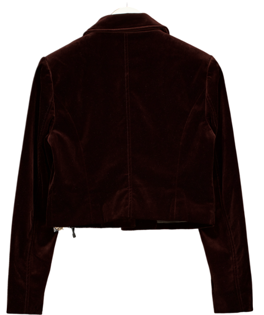 ASTR the Label Brown Vox Velvet Button Front Jacket UK XS
