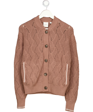VARLEY Brown Venner Knit Jacket Cardigan - Brownie UK XXS