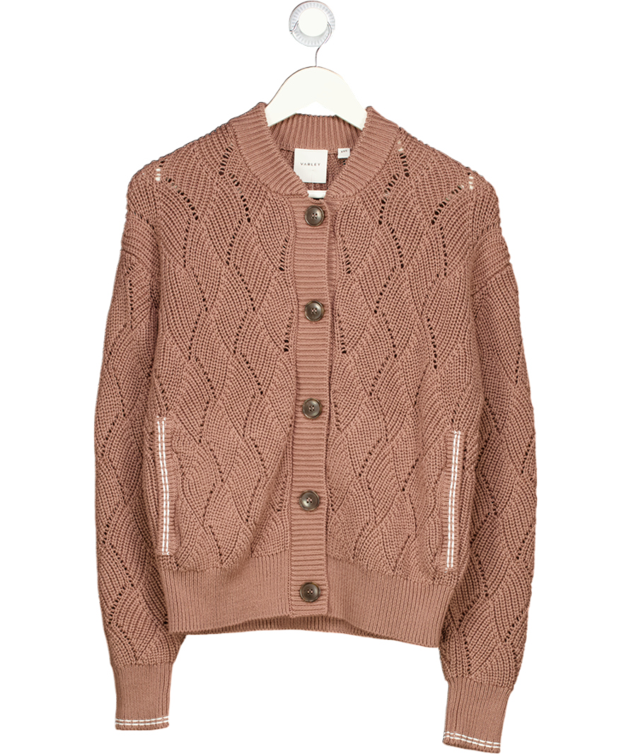 VARLEY Brown Venner Knit Jacket Cardigan - Brownie UK XXS