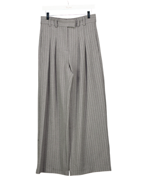 River Island Grey Herringbone Wide Leg Trousers UK 10