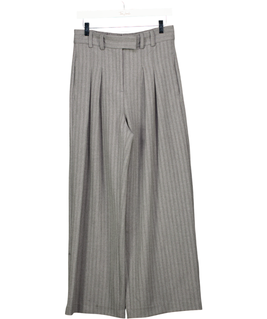 River Island Grey Herringbone Wide Leg Trousers UK 10