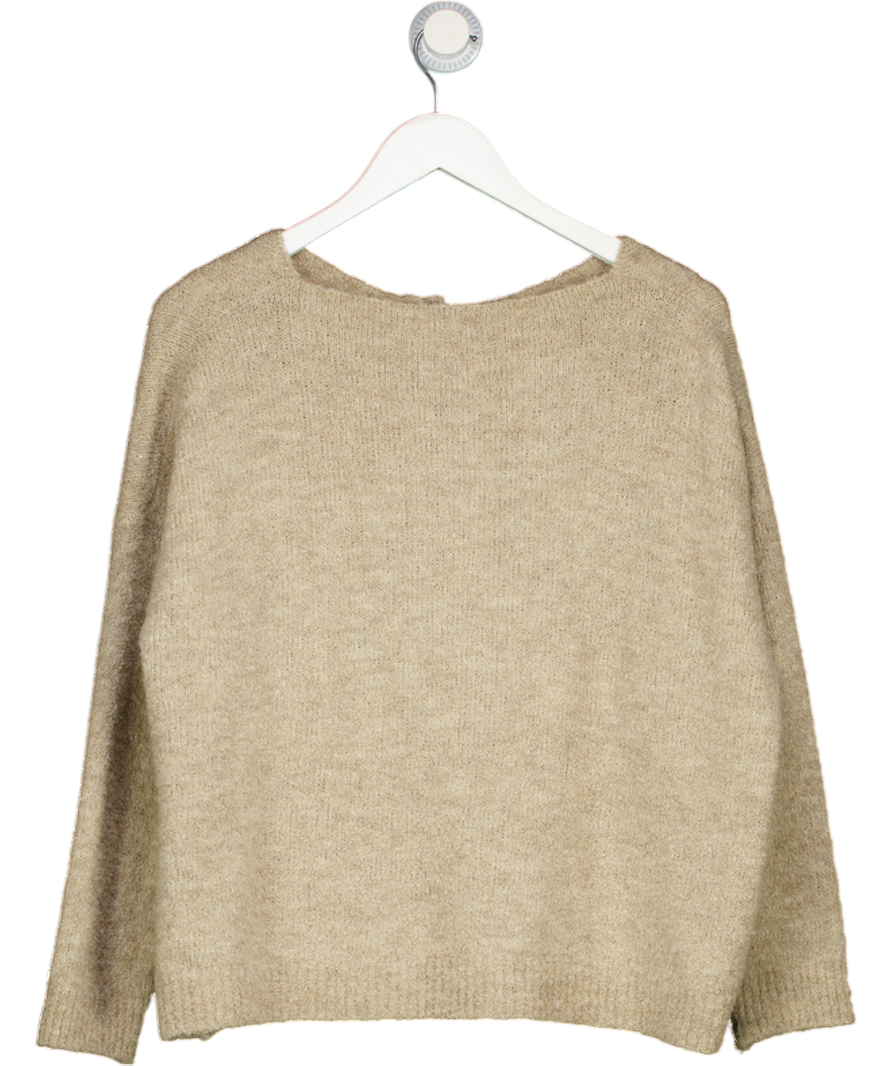 MADE IN ITALY Beige Boucle Knit Tie Front Cardigan UK M