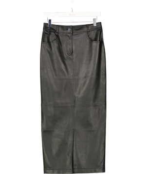 River Island Black Faux Leather Midi Skirt UK 10