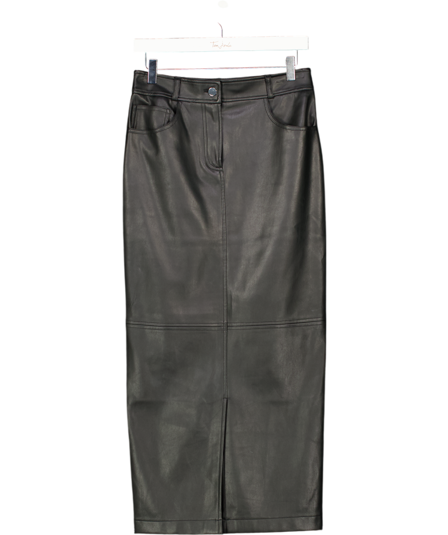 River Island Black Faux Leather Midi Skirt UK 10