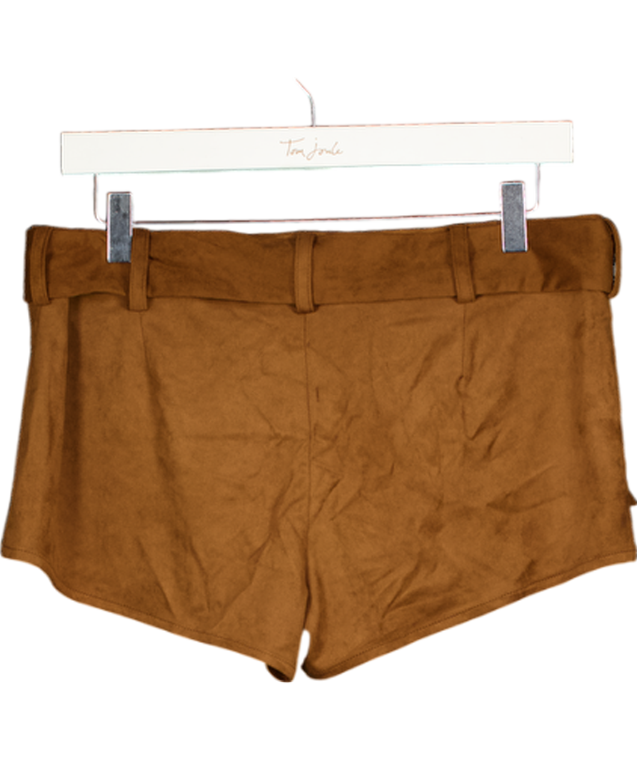 SUPERDOWN Tan Brown Faux Suede Belted Raddix Shorts UK M