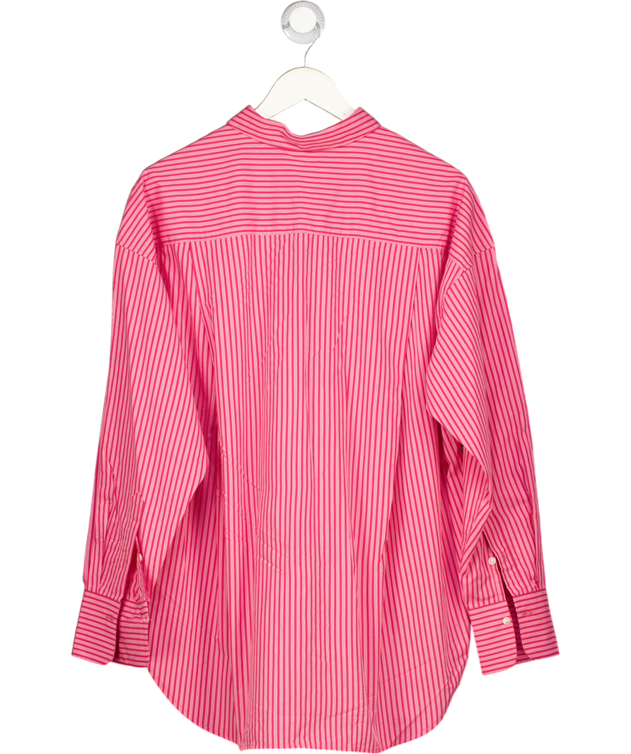 JJXX Oversize Pink / Red Striped Cotton Poplin Shirt UK M