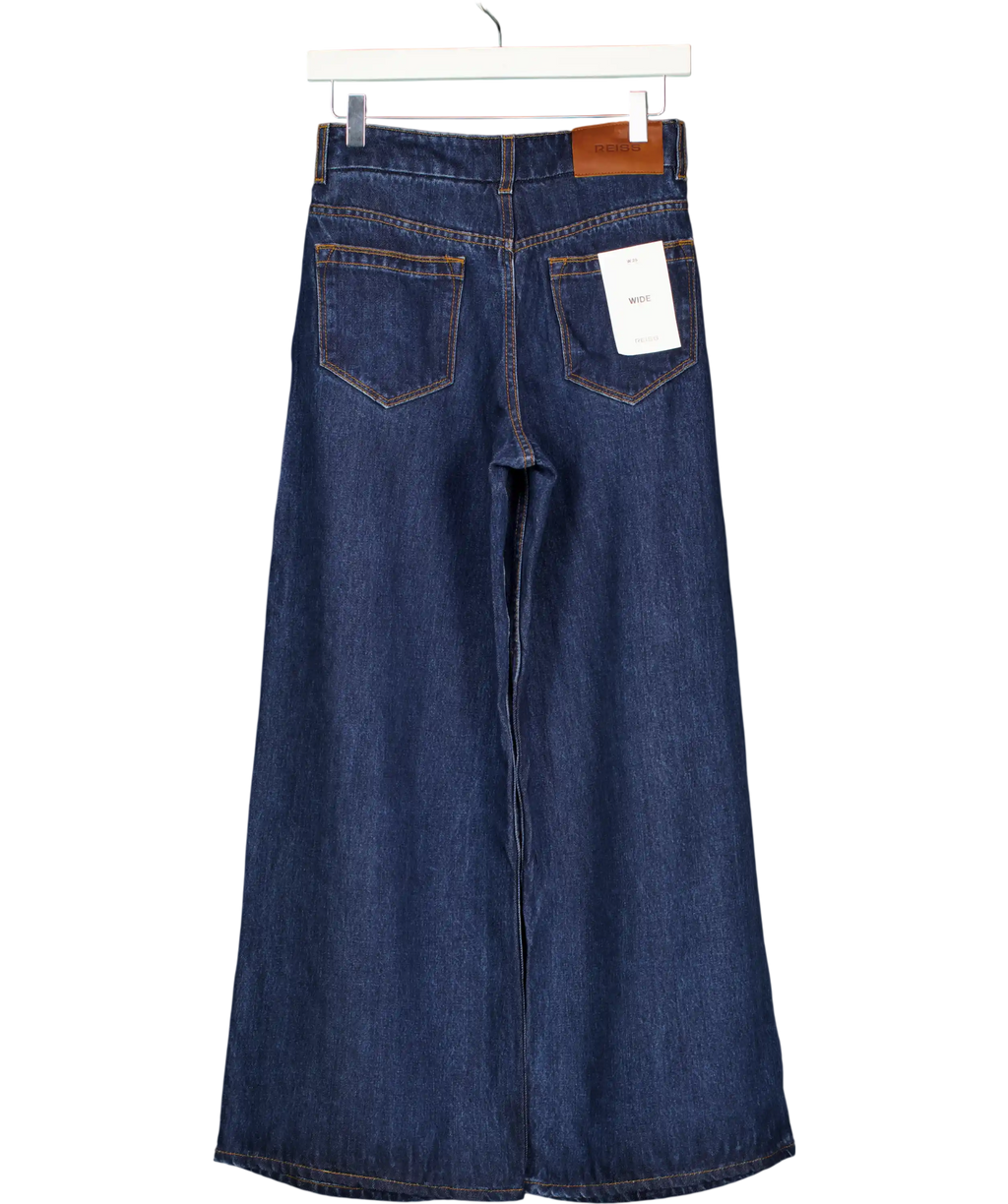 REISS Blue Raymond Petite Double Pleat Wide Leg Jeans W25