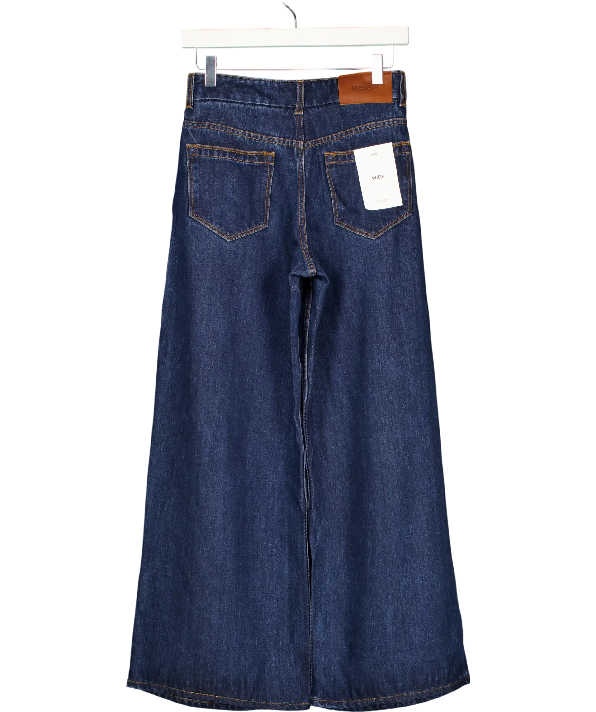 REISS Blue Raymond Petite Double Pleat Wide Leg Jeans W25