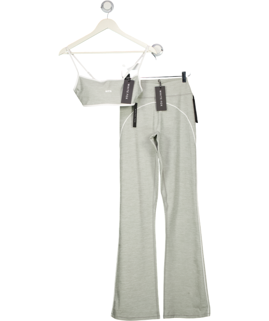 White Fox Grey Glory Jacket, Tenacity Sports Bra And Volt Flare Leggings Set UK S