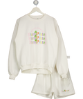 MIAMI PITSTOP 2-piece White Sweatshirt And Shorts Set UK M/L