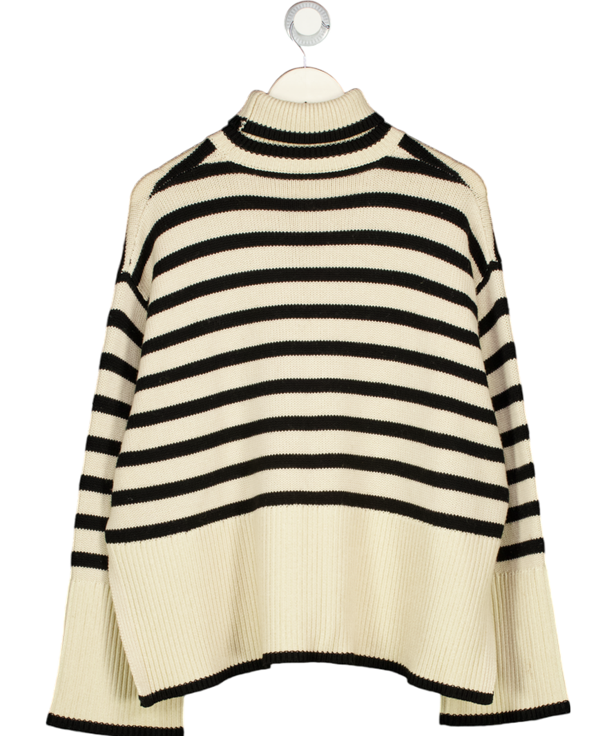 TOTEME Cream Iconic Striped Roll-neck Wool-blend Jumper UK S