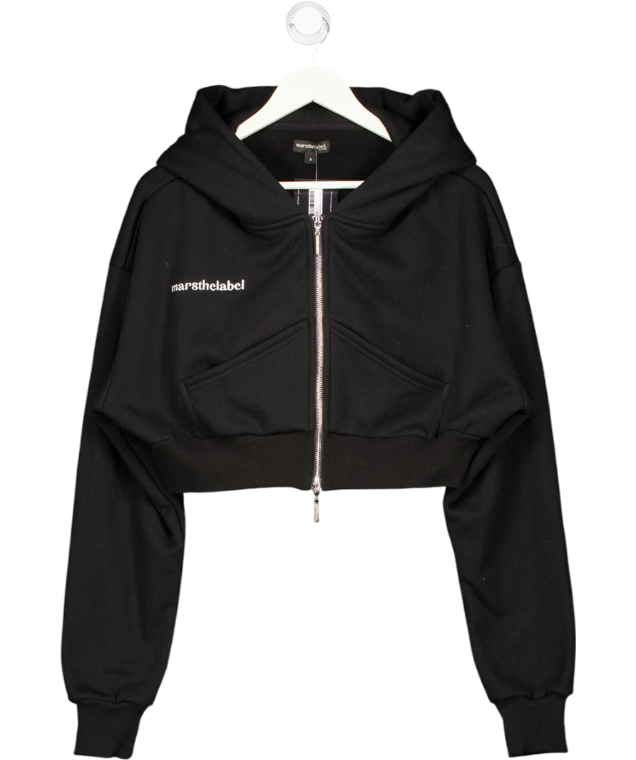 White Fox Black The Classics Cropped Zip Hoodie UK S