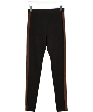 RALPH LAUREN Black & Brown Striped Leggings UK S