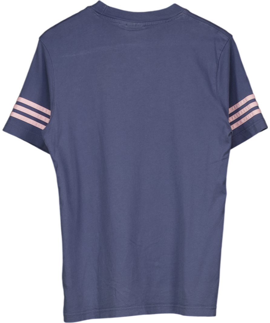 adidas Blue Stripe Panel T Shirt UK S