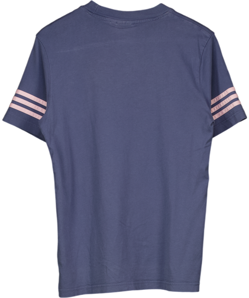 adidas Blue Stripe Panel T Shirt UK S