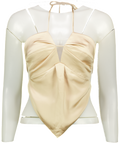 MYBESTFRIENDS Champagne Beige Satin Tie Back Honey Bustier Top UK XS
