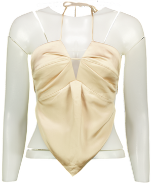 MYBESTFRIENDS Champagne Beige Satin Tie Back Honey Bustier Top UK XS