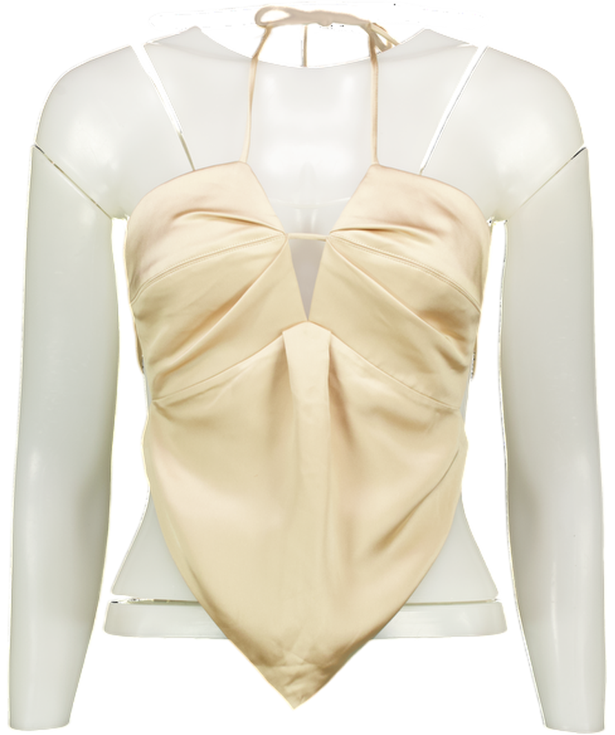 MYBESTFRIENDS Champagne Beige Satin Tie Back Honey Bustier Top UK XS