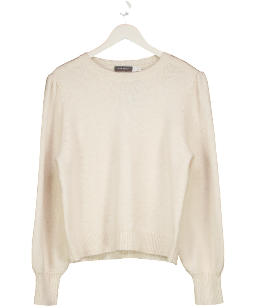 Mint Velvet Cream Butter Yellow Lace Hem Jumper UK XL