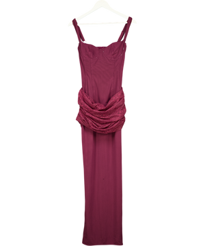 Mars the Label Wine Purple Lace Detail Corset Maxi Dress UK 8