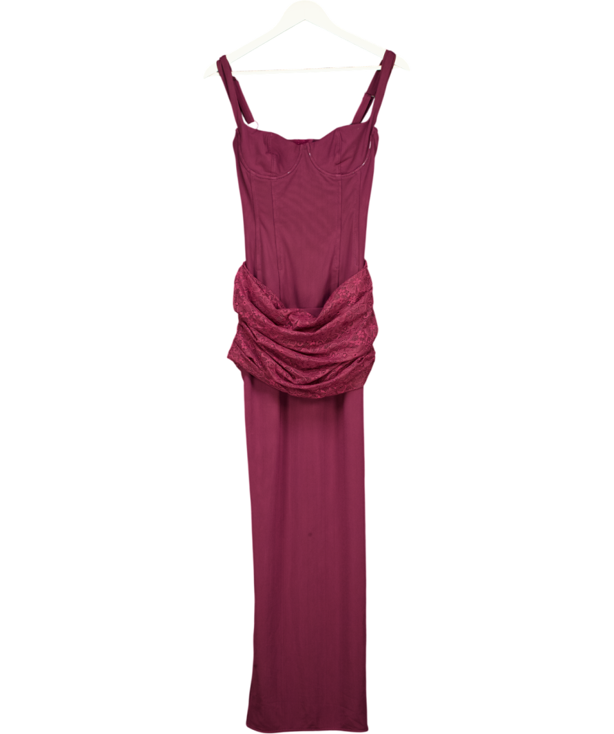 Mars the Label Wine Purple Lace Detail Corset Maxi Dress UK 8