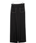 REISS Contrast Stitch Wide Leg Trousers In Black UK 8