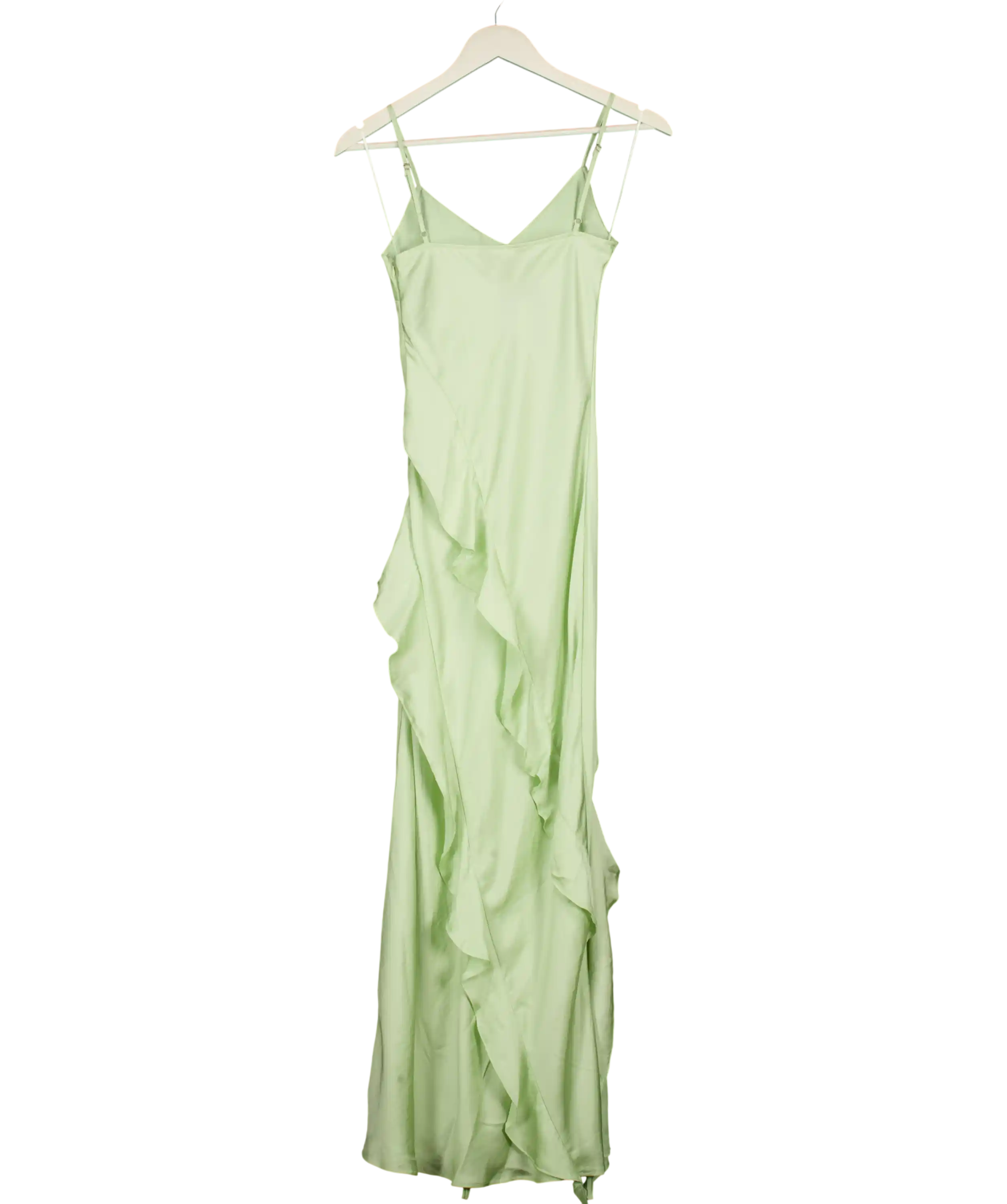 NEW LOOK  Mint Green Satin Ruffle Maxi Slip Dres UK 6
