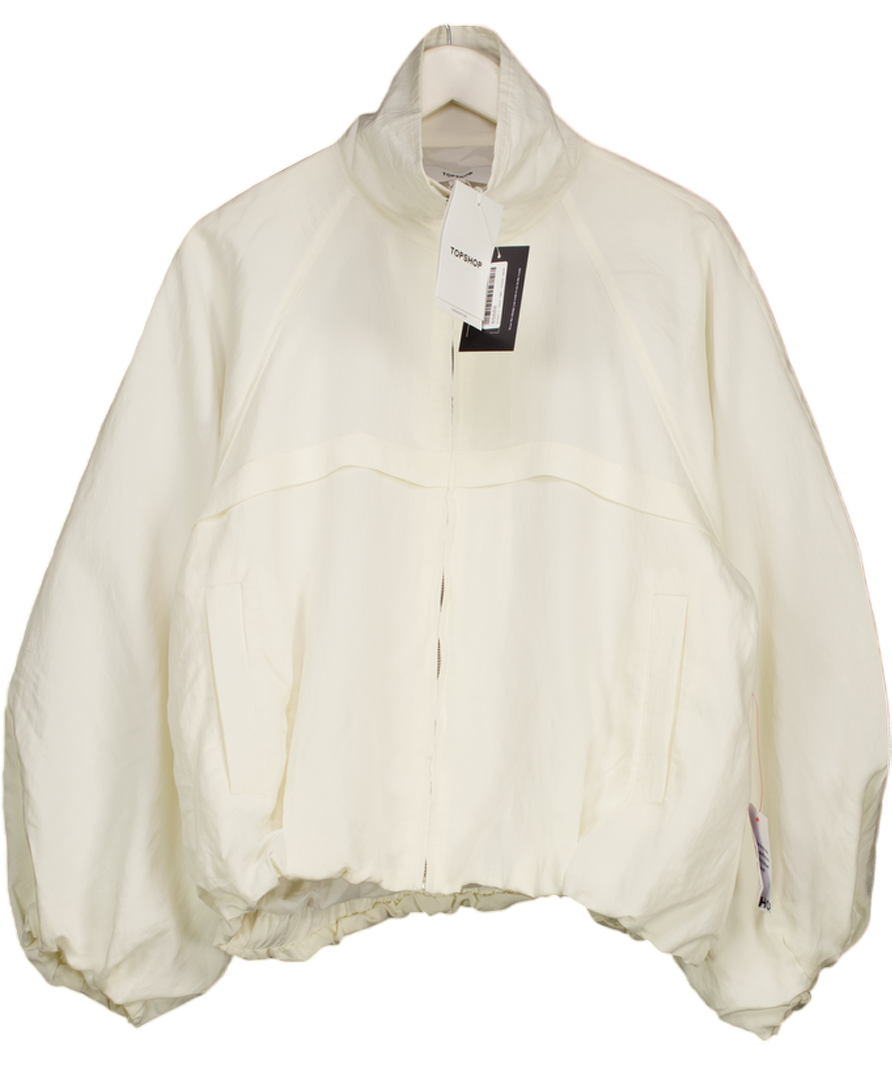 TOPSHOP Funnel Neck Modal Jacket In Ecru White UK 10