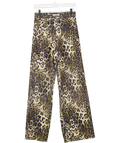 SEE SEE PARIS Brown Crystal Embellished Leopard Print Wide Leg Jeans UK 6