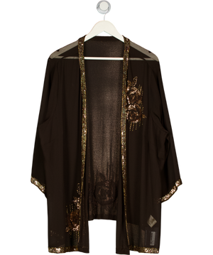 Brown & Gold Embellished Kimono Top UK 26