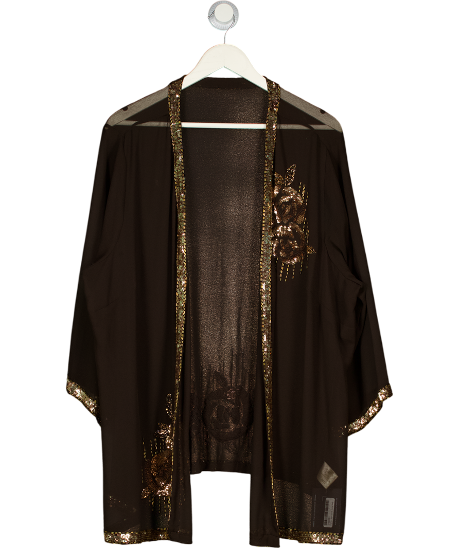 Brown & Gold Embellished Kimono Top UK 26