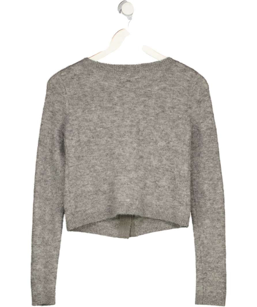 MARCHEN Grey Baby Alpaca Blend Scoop Neck Cardigan UK S