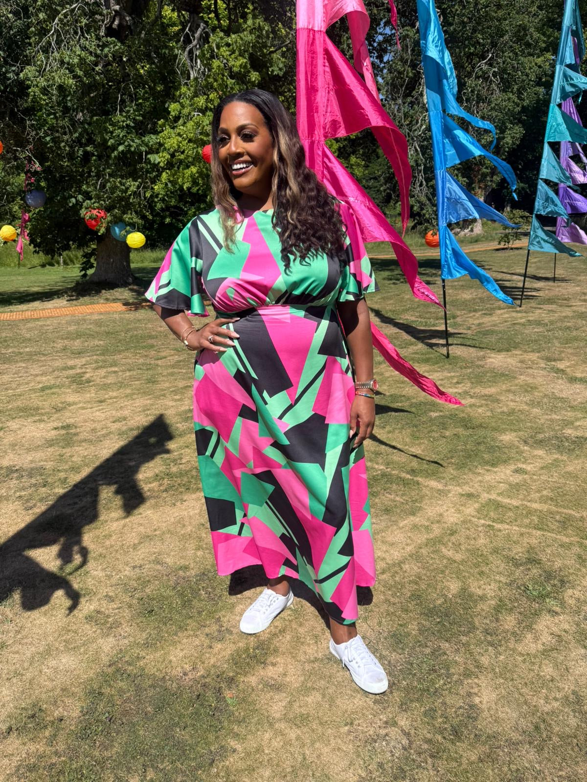 Twisted Wunder Pink Abstract Geo Ziggy Maxi Dress UK 22