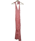 White Fox Pink Halterneck Mesh Ruched Maxi Dress UK S