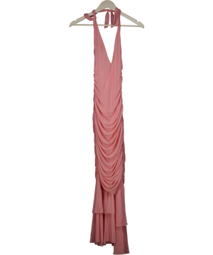 White Fox Pink Halterneck Mesh Ruched Maxi Dress UK S