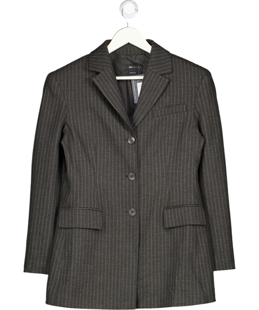 ASOS Grey Pinstripe Cinch Waist Blazer UK 8